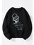 Kıss Imza Baskılı Kadın/erkek Siyah Bisiklet Yaka Pamuklu Sweatshirt 1