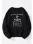 Metallıca Kurt Adam Baskılı Kadın/erkek Siyah Bisiklet Yaka Pamuklu Sweatshirt 1