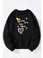 Wıldly Cowboy Baskılı Kadın/erkek Siyah Bisiklet Yaka Pamuklu Sweatshirt 1