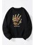 Never Allow Someone Baskılı Kadın/erkek Siyah Bisiklet Yaka Pamuklu Sweatshirt 1