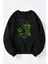Muhammed Ali Boks Baskılı Kadın/erkek Siyah Bisiklet Yaka Pamuklu Sweatshirt 1