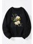 A Journey Of Life Korn Baskılı Kadın/erkek Siyah Bisiklet Yaka Pamuklu Sweatshirt 1