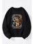 Avenged Seven Fold Baskılı Kadın/erkek Siyah Bisiklet Yaka Pamuklu Sweatshirt 1