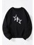 Desire Baskılı Kadın/erkek Siyah Bisiklet Yaka Pamuklu Sweatshirt 1