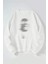 Bulanık Yüz Baskılı Kadın/erkek Beyaz Bisiklet Yaka Pamuklu Sweatshirt 1