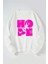 Hope Güvercin Baskılı Kadın/erkek Beyaz Bisiklet Yaka Pamuklu Sweatshirt 1