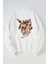 Tazmanya Canavarı Kaçış Baskılı Kadın/erkek Beyaz Bisiklet Yaka Pamuklu Sweatshirt 1