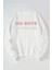 No Boys No Problem Baskılı Kadın/erkek Beyaz Bisiklet Yaka Pamuklu Sweatshirt 1