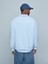 Sloganlı Sıfır Yaka Uzun Kollu Relaxed Fit Mavi Sweatshırt 3