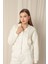 Üç Iplik Fermuarlı Kapüşonlu Kısa Ekru Sweat 2