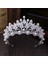 Gümüş Kristal Inci Gelin Takı Seti Rhinestone Kolye Küpe Tiara Taç Seti Kadınlar Için Gelin Parti Kraliçe Düğün Takı Seti (Yurt Dışından) 1
