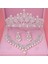 Gümüş Kristal Inci Gelin Takı Seti Rhinestone Kolye Küpe Tiara Taç Seti Kadınlar Için Gelin Parti Kraliçe Düğün Takı Seti (Yurt Dışından) 2