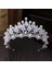 Gümüş Kristal Inci Gelin Takı Seti Rhinestone Kolye Küpe Tiara Taç Seti Kadınlar Için Gelin Parti Kraliçe Düğün Takı Seti (Yurt Dışından) 3