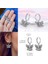 KTE084 Dangle Çift Hoop Kadın Küpe Orijinal Desigterling Gümüş Küp Zirkon Küçük Kalp U Şekli Tüy Yıldız Ay Küpe (Yurt Dışından) 3