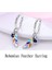 KTE112 Dangle Çift Hoop Kadın Küpe Orijinal Desigterling Gümüş Küp Zirkon Küçük Kalp U Şekli Tüy Yıldız Ay Küpe (Yurt Dışından) 4