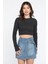 Kadın Bisiklet Yaka Kolu Pencereli Kaşkorse Crop Top Bluz 1