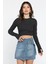 Kadın Bisiklet Yaka Kolu Pencereli Kaşkorse Crop Top Bluz 2