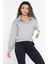 Polo Yaka Şardonlu Kadın Sweatshirt 1