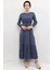 Çiçek Desenli Elbise Indigo 3