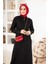 6579-DENIM Fermuarlı Ferace Siyah 2