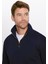 Unisex Relax Fit Rahat Kesim Pamuklu İçi Polarlı Yarım Fermuarlı Lacivert Dik Yaka Sweatshirt 5