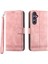 Samsung Galaxy S24 Manyetik Kapatma Kart Yuvaları Bileklik Için Flip Case (Yurt Dışından) 5