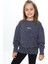 Kız Çocuk Yıkamalı Nakışlı Sweatshirt 1