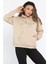 Kadın Taşlı Kapüşonlu Şardonlu Sweatshirt 1