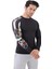 Erkek Uzun Kollu Tek Kol Kuru Kafa Desenli Compression Fitness Gym Spor Body Tshirt DMN89766 4