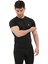 Erkek Siyah Kısa Kollu Compression Fitness Gym Body Tshirt DMNS56321 4