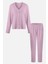 Kadın Soft Touch Kaşkorse Düğme Detaylı Pijama Takımı 1