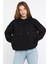 Kapüşonlu Kanguru Cepli Şardonlu Kadın Sweatshirt 1