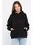 Kapüşonlu Kanguru Cepli Şardonlu Kadın Sweatshirt 2