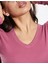 Kaşkorse V Yaka Body Sweatshirt, Fitilli Kumaş, Likralı, Gül Kurusu 4