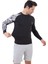 Erkek Uzun Kollu Siyah Tek Kol Beyaz Desenli Compression Fitness Body Gym Body Spor Tshirt DMN66778 5