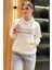 Kapüşonlu Üç Iplik Şardonlu Yazı Baskılı Kadın Sweatshirt 1