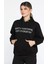 Kapüşonlu Üç Iplik Şardonlu Yazı Baskılı Kadın Sweatshirt 2
