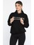 Kapüşonlu Üç Iplik Şardonlu Yazı Baskılı Kadın Sweatshirt 1