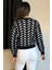 Bisiklet Yaka Desenli Yumoş Iplik Croptop Kadın Triko Kazak 4
