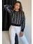 Bisiklet Yaka Desenli Yumoş Iplik Croptop Kadın Triko Kazak 1