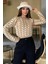 Bisiklet Yaka Desenli Yumoş Iplik Croptop Kadın Triko Kazak 2