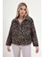 Kapak Cepli Fermuarlı Leopar Desen Ceket 1