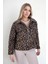 Kapak Cepli Fermuarlı Leopar Desen Ceket 3