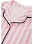 Kadın Pamuklu Pembe Çizgili Ara Biyeli Kısa Kollu Pijama Takımı 3
