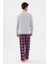 Erkek Pamuklu Uzun Kollu Önü Patlı Ekose Desenli Pijama Takımı 4
