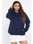 Kadın Kapüşonlu Üç Iplik Şardonlu Oversize Sweatshirt 2