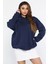 Kadın Kapüşonlu Üç Iplik Şardonlu Oversize Sweatshirt 4