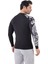 Erkek Uzun Kol Siyah Tek Kol Beyaz Desenli Compression Fitness Body Gym Body Spor Tshirt 2