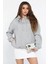 Kadın Kapüşonlu Üç Iplik Şardonlu Oversize Sweatshirt 2