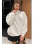 Kadın Kapüşonlu Üç Iplik Şardonlu Oversize Sweatshirt 2